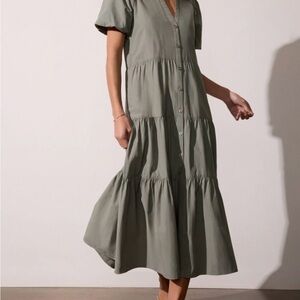 Brochu Walker Sage Green Button-Down Midi Dress